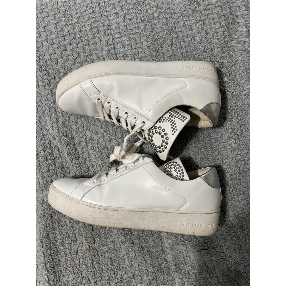 Michael Kors white leather sneakers size 10 fashion studded